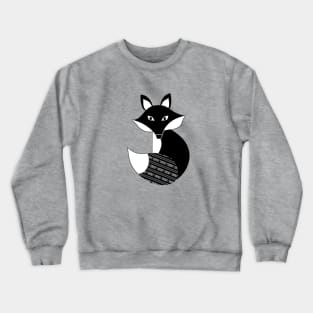 Cute Black and White Fox with Filigree Tail Crewneck Sweatshirt